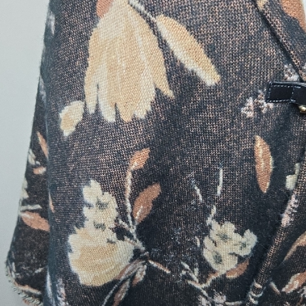 Marc New York Brown & Cream Floral Shrug Sweater Boho Western Fringe Heritage - Picture 4 of 9